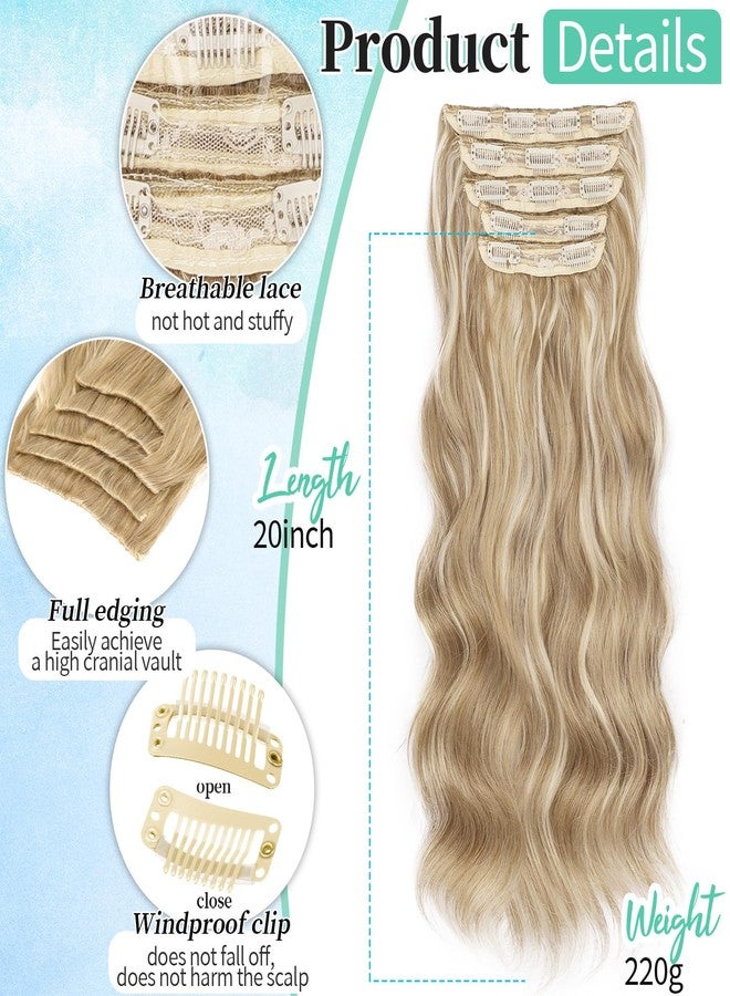 Kookastyle 20 Inch Wavy Synthetic Hair Extensions, 5 Pieces Full Wrap Edges Clip in Hair Extensions for Women, Beach Blonde Fashionable & Easy to Use - Image 2